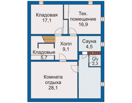 Планировка цокольного этажа :: Проект дома из газобетона 50-01