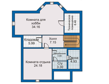 Планировка цокольного этажа :: Проект дома из газобетона 50-05