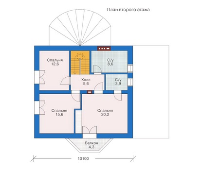 Планировка второго этажа :: Проект дома из газобетона 50-11