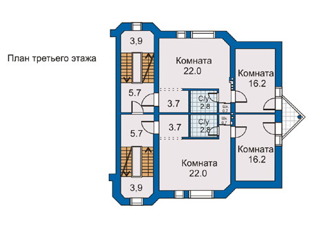 Планировка мансардного этажа :: Проект дома из газобетона 50-16