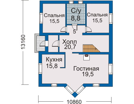 Планировка первого этажа :: Проект дома из газобетона 50-29