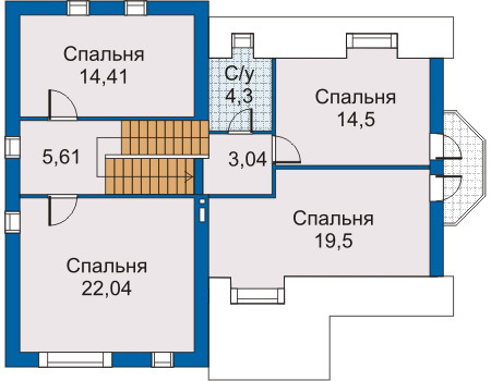 Планировка второго этажа :: Проект дома из газобетона 50-38