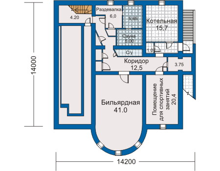 Планировка цокольного этажа :: Проект дома из газобетона 50-42