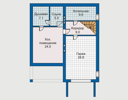 Планировка цокольного этажа :: Проект дома из газобетона 50-54