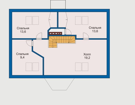 Планировка мансардного этажа :: Проект дома из газобетона 50-55