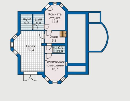 Планировка цокольного этажа :: Проект дома из газобетона 50-69