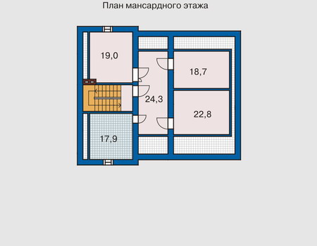 Планировка мансардного этажа :: Проект дома из газобетона 50-74