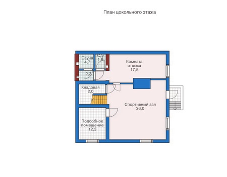 Планировка цокольного этажа :: Проект дома из газобетона 50-76