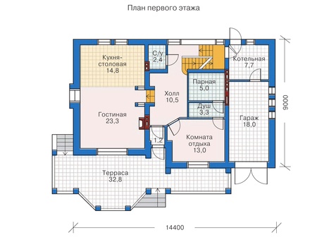 Планировка первого этажа :: Проект дома из газобетона 50-92