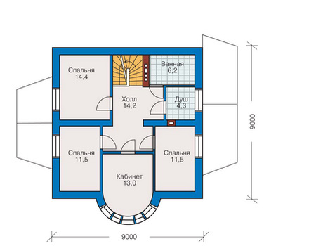 Планировка мансардного этажа :: Проект дома из газобетона 50-94