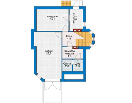 Планировка цокольного этажа :: Проект дома из газобетона 51-05