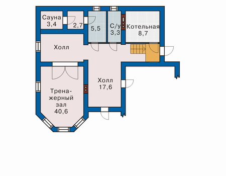 Планировка цокольного этажа :: Проект дома из газобетона 51-09