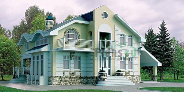 Двухэтажный дом из газобетона с мансардой по проекту 51-21