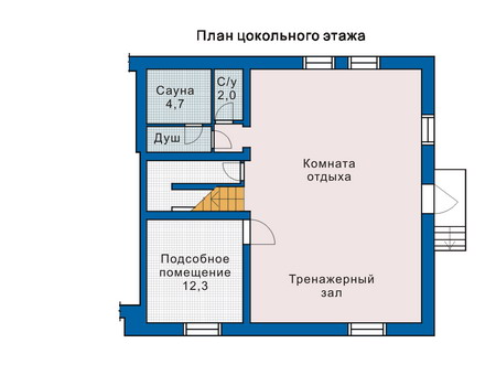 Планировка цокольного этажа :: Проект дома из газобетона 51-22