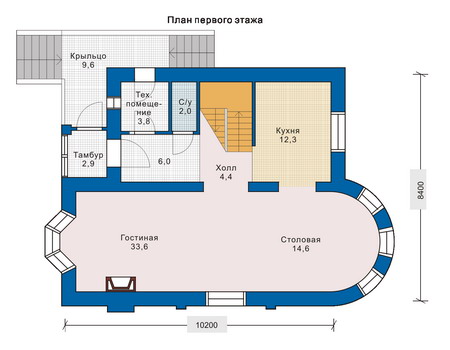 Планировка первого этажа :: Проект дома из газобетона 51-29