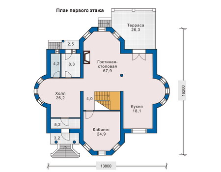 Планировка первого этажа :: Проект дома из газобетона 51-30