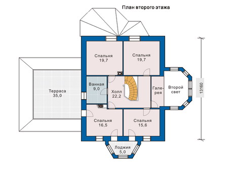 Планировка второго этажа :: Проект дома из газобетона 51-31