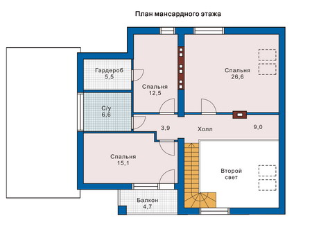 Планировка мансардного этажа :: Проект дома из газобетона 51-32