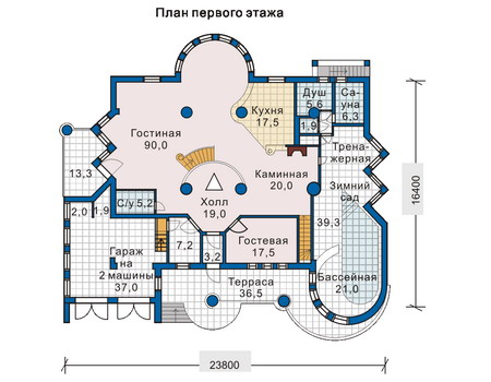 Планировка первого этажа :: Проект дома из газобетона 51-35