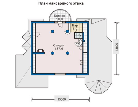 Планировка мансардного этажа :: Проект дома из газобетона 51-35