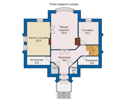 Планировка первого этажа :: Проект дома из газобетона 51-47