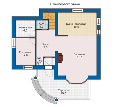 Планировка первого этажа :: Проект дома из газобетона 51-48