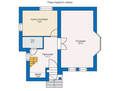 Планировка первого этажа :: Проект дома из газобетона 51-52