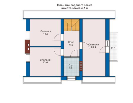 Планировка мансардного этажа :: Проект дома из газобетона 51-56