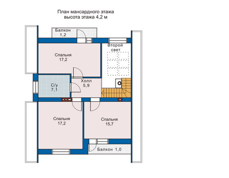 Планировка мансардного этажа :: Проект дома из газобетона 51-60