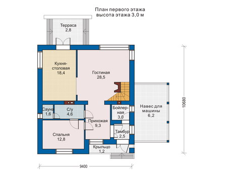 Планировка первого этажа :: Проект дома из газобетона 51-61