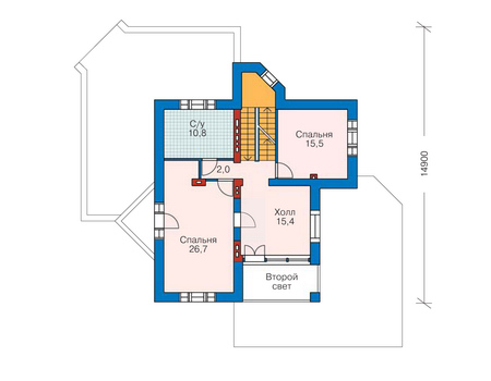 Планировка второго этажа :: Проект дома из газобетона 52-23