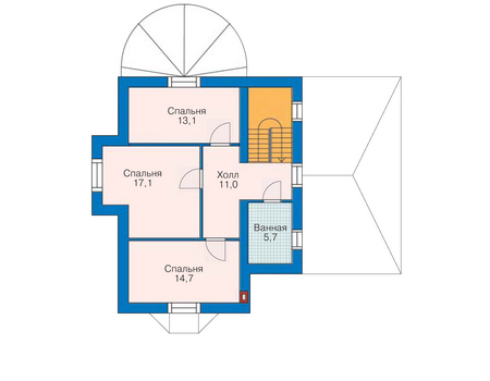 Планировка второго этажа :: Проект дома из газобетона 52-34