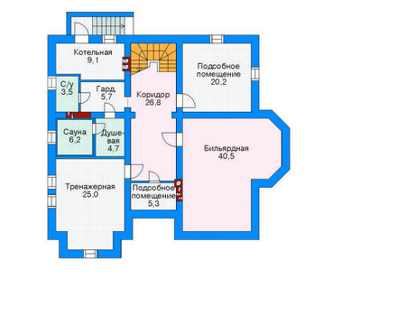 Планировка цокольного этажа :: Проект дома из газобетона 52-37