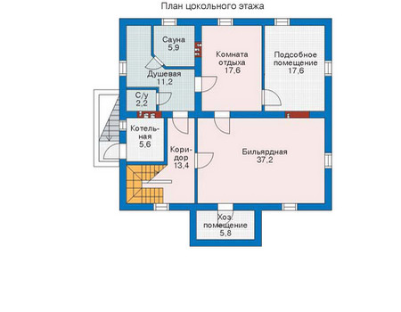 Планировка цокольного этажа :: Проект дома из газобетона 52-38