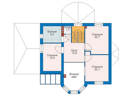 Планировка второго этажа :: Проект дома из газобетона 52-44