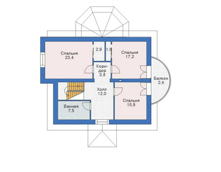 Планировка мансардного этажа :: Проект дома из газобетона 52-62