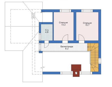 Планировка мансардного этажа :: Проект дома из газобетона 52-74