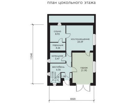 Планировка цокольного этажа :: Проект дома из газобетона 52-78