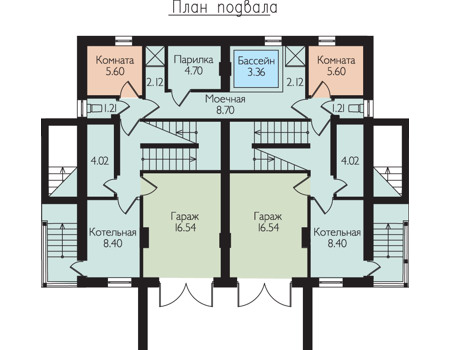 Планировка цокольного этажа :: Проект дома из газобетона 52-80