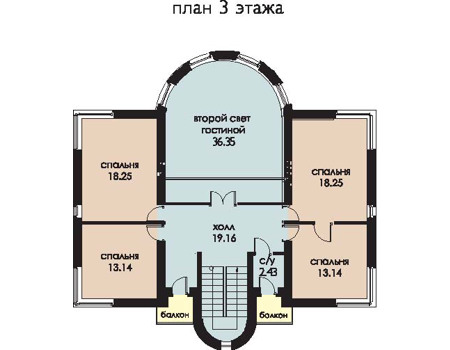 Планировка мансардного этажа :: Проект дома из газобетона 52-81