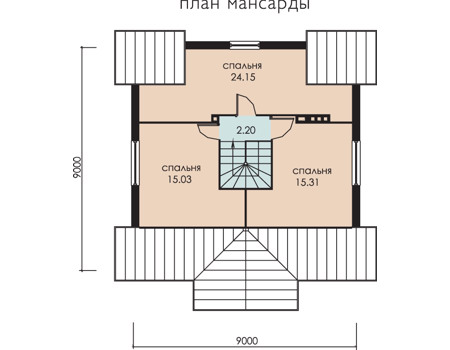 Планировка мансардного этажа :: Проект дома из газобетона 52-85