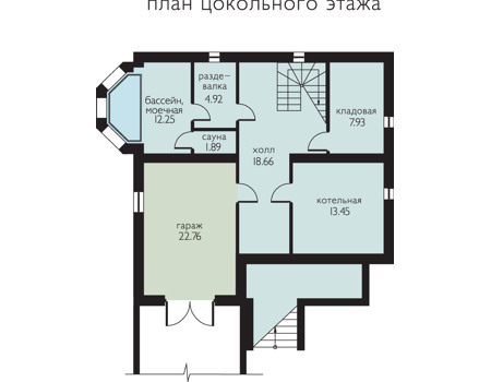 Планировка цокольного этажа :: Проект дома из газобетона 52-86