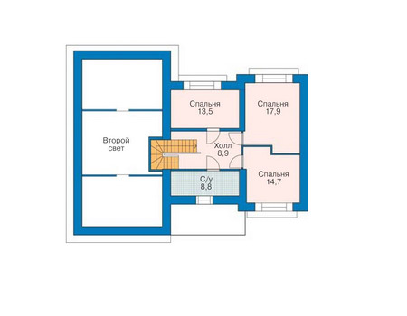 Планировка мансардного этажа :: Проект дома из газобетона 52-91