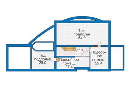 Планировка цокольного этажа :: Проект дома из газобетона 52-92