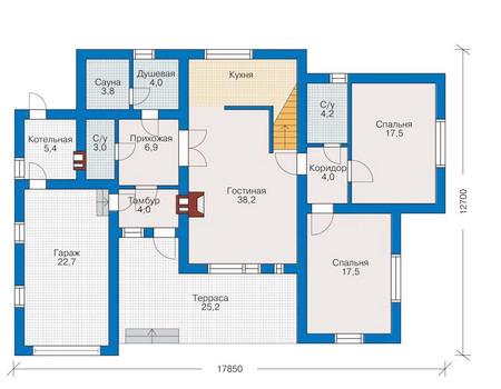 Планировка первого этажа :: Проект дома из газобетона 52-98