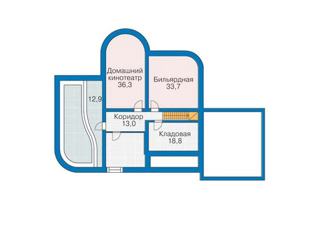 Планировка цокольного этажа :: Проект дома из газобетона 52-99