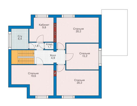 Планировка мансардного этажа :: Проект дома из газобетона 53-00