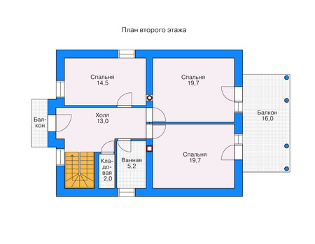 Планировка второго этажа :: Проект дома из газобетона 53-20