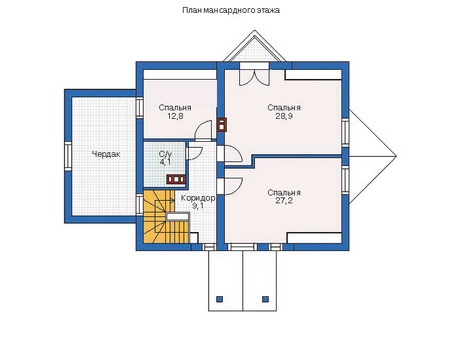 Планировка мансардного этажа :: Проект дома из газобетона 53-22