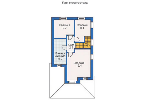 Планировка второго этажа :: Проект дома из газобетона 53-26